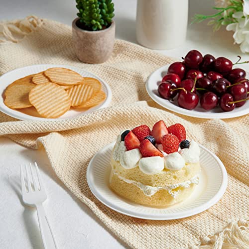 Vplus 100% Compostable Small Paper Plates, 300 Pack 6 Inch, Uncoated | Biodegradable, Made of Sugar Cane Fibers, Perfect for Sandwich, Cake, and Snack