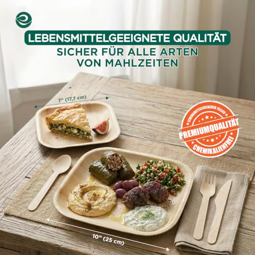 ECO SOUL 7 & 10 Inch Disposable Bamboo Bundle Plates (50 Pack) | Premium, Natural, Food-Safe, Heavy Duty, Compostable, Eco-Friendly, Biodegradable,Parties, Weddings, BBQs