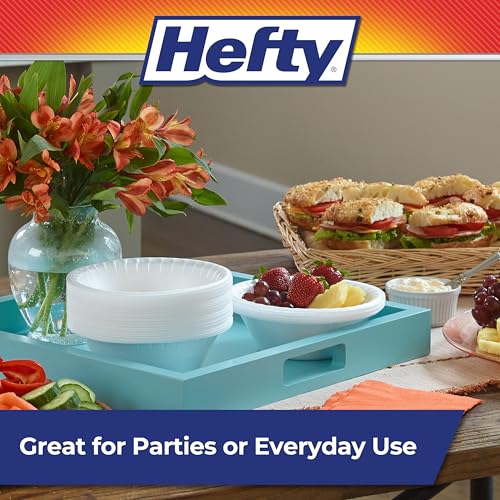 Hefty Everyday Soak Proof Foam Bowls, White, 12oz, 50ct | Disposable White Bowls For Ice Cream, Soup, Salad, Appetizers, Soak Proof, Easy Cleanup, BPA-Free