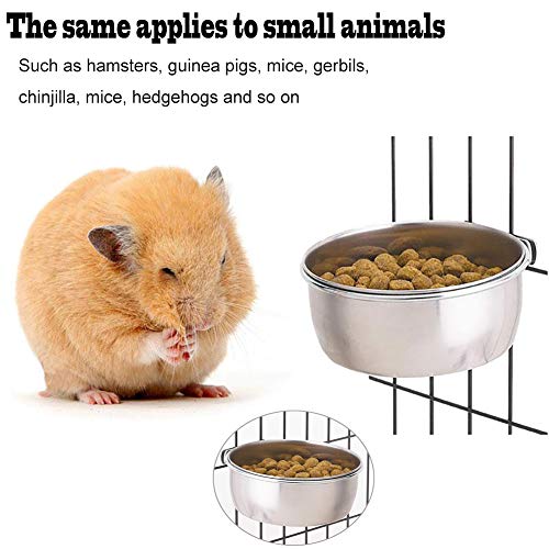PINVNBY Parrot Feeding Cups Birds Food Dish Stainless Steel Parrot Feeders Water Cage Bowls with Clamp Holder for Cockatiel Conure Budgies Parakeet Parrot Macaw Small Animal Chinchilla Pack of 2