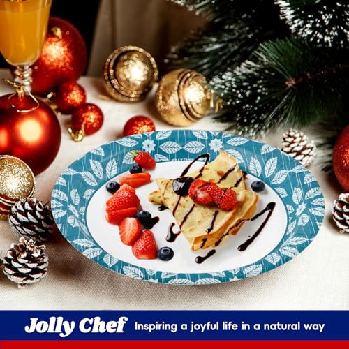 JOLLY CHEF 10 inch 140 Pack Disposable Paper Plates | Heavy Duty Printed Paper Plates for Everyday Use, Soak Proof, Cut Proof