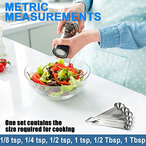 Measuring Spoons, 6-Piece Heavy Duty Stainless Steel Measuring Spoons Set | Small Tablespoon with Metric and US Measurements, Set of 6 for Measuring Dry and Liquid Ingredients