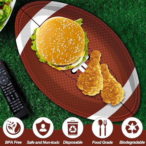 QZYL 50 PCS Football Plates, Football Party Plates, Football Shaped Disposable Paper Plates, Touchdown Party Plates, Football Party Supplies for Football Decorations Sports Birthday Decoration