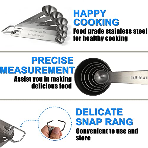 Measuring Spoons, 6-Piece Heavy Duty Stainless Steel Measuring Spoons Set | Small Tablespoon with Metric and US Measurements, Set of 6 for Measuring Dry and Liquid Ingredients
