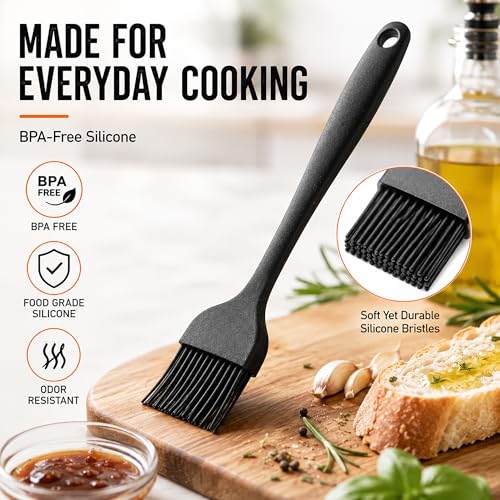 Ortarco Silicone Basting Pastry Brush for Baking Bbq Spread Oil Butter | 2 Pack Cooking Kitchen Brushes, Heat Resistant BPA free, Dishwasher Safe