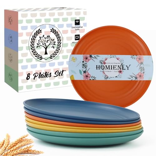 Homienly 5.7 Inch Small Plates-Wheat Straw Mini Plate, Unbreakable Plate Set Ideal for Dessert, Appetizers, Small Serving, Side Dish, Lightweight Dessert Dishes Plates, Set of 8, Colorful