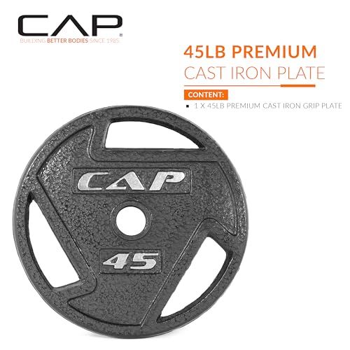 CAP Olympic 2-Inch Weight Plates, Cast Iron & Rubber Coated
