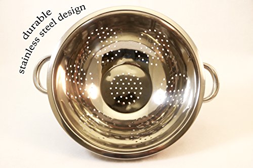 EXCELSTEEL Heavy Duty Stainless Steel Colander 5 Qt | Easy Grip Handles | Self-Draining Base | Mirror Polished | Dishwasher Safe | Pack of 1