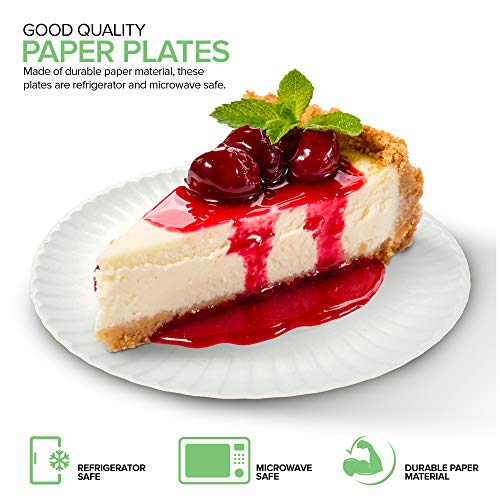 6-Inch Paper Plates Uncoated, Everyday Disposable Dessert Plates 6" Paper Plate Bulk, White, 500 Count, Stock Your Home
