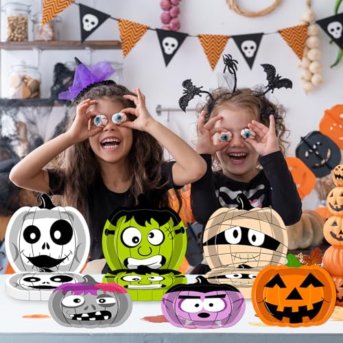 CHENGLIN 48 Pack Halloween Paper Plates - 6 Design Disposable Plates Colourful Round Tableware for Halloween Party Holiday Dinner Tableware Decoration Supplies, 9 Inch