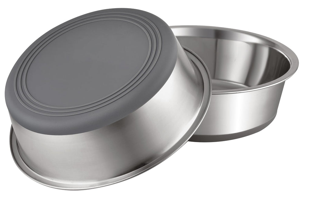 PEGGY11 Nonslip Stainless Steel Dog Bowls, 3.8 US Cup Each, 2 Pack | No slide silicone bottom, Dishwasher safe, Easy to clean, Stackable design