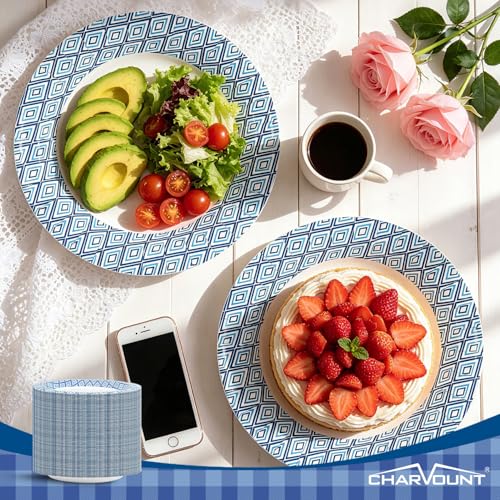 Charmount 10 Inch Disposable Blue Paper Plates - 300 Count | Soak Proof, Cut Proof Heavy Duty Dinner Plates for Party, Picnic, Family Gatherings, Everyday Use