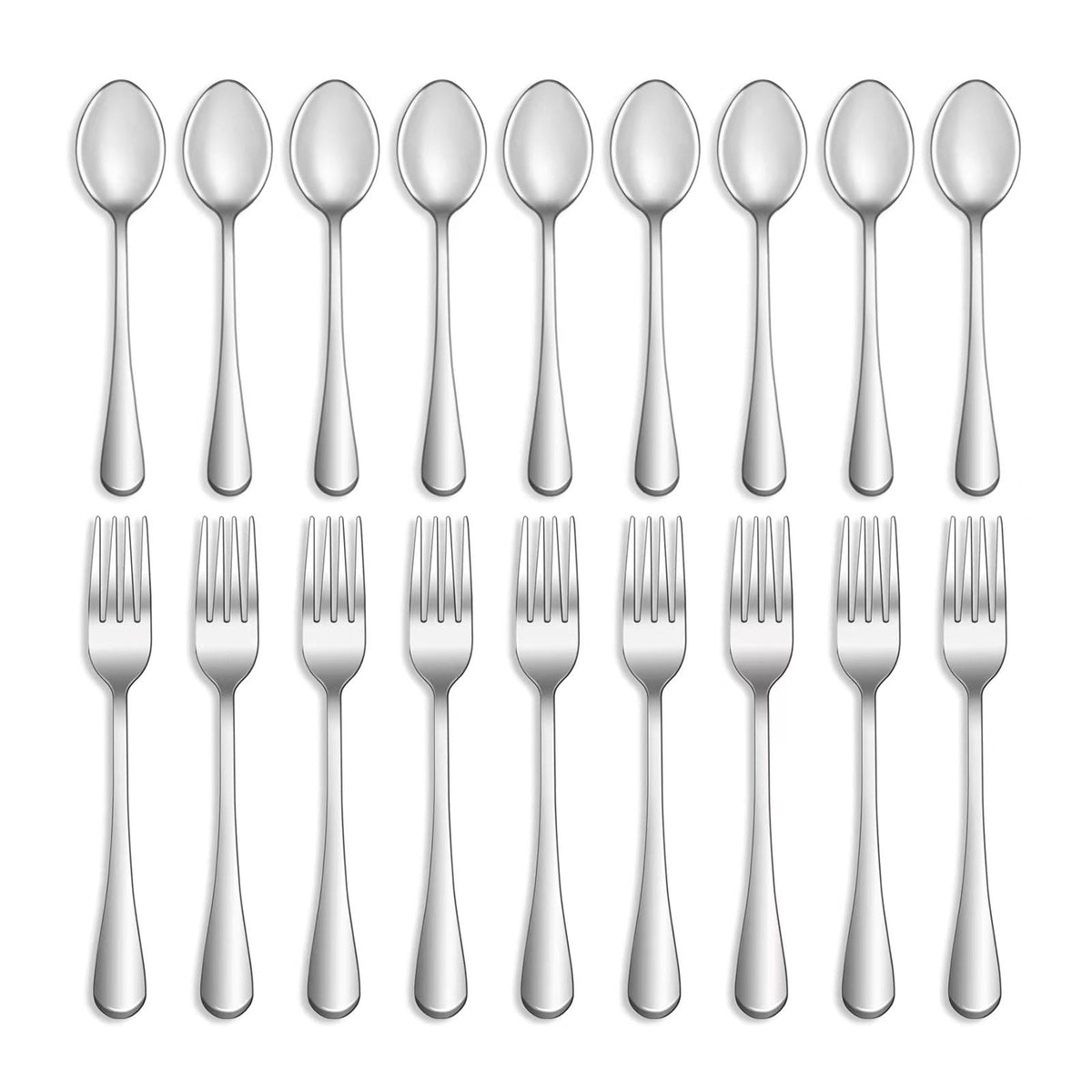 16 Pcs Forks and Spoons Silverware Set,Food Grade Stainless Steel Flatware Cutlery Set for Home,Kitchen and Restaurant,Mirror Polished,Dishwasher Safe - 8 Dinner Fork(8 inch) and 8 Teaspoon(6.5 inch)