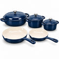 QuliMetal 5-Piece Navy Blue Enameled Cast Iron Cookware Set