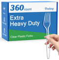 Dealusy 360 Count Extra Heavy Duty Clear Plastic Forks Disposable | BPA-Free, Heat Resistant, Solid and Durable Disposable Forks Bulk, Premium Plastic Forks Heavy Duty for Party Supply