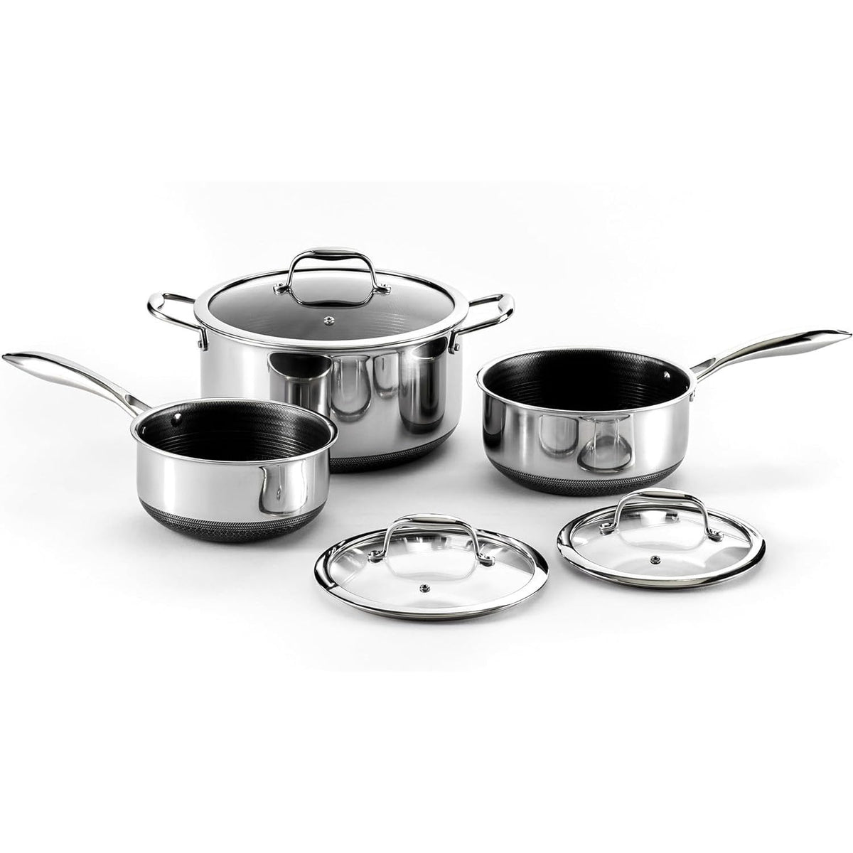 HexClad 6pc Hybrid Nonstick Pot Set with Lids, 2, 3 & 8 Qt Pots