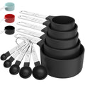 Measuring Cups & Spoons Set, Stackable Cups and Spoons | Nesting Measure Cups with Stainless Steel Handle, Kitchen Gadgets for Cooking & Baking (Black)