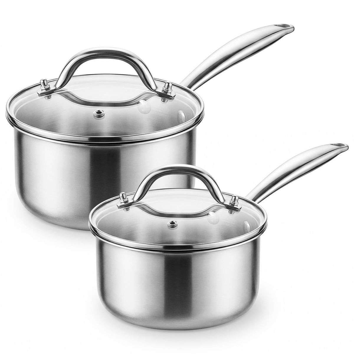 Tri-Ply Stainless Steel Pot 1.5Qt & 2.5Qt with Lids