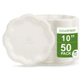 10 inch Elegant Compostable Paper Plates White Floral Acanthus Scalloped | Food Containers,Microwavable,Natural,Sugarcane,Disposable,Bagasse,Eco Friendly,Wedding,Dinner,Scalloped,Sugarfiber,Elegant