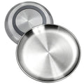 2-Pack Stainless Steel Basic Cat Bowls, Whisker-Friendly Thickened 6.7" Shallow Food Plates, 3M Adhesive Non-Slip Fixed Base, for Home/Outdoor Use with All Foods for Cats, Kittens & Small Pets