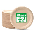 RACETOP Compostable Paper Plates 10 Inch [150 Pack] | Unbleached Brown, Disposable Biodegradable Heavy Duty Paper Plates, Made of Natural Sugarcane Fibers, Round