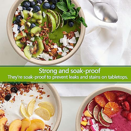 24 Oz Disposable Paper Bowls - Heavy Duty Disposable Bowls - Made from Natural Bagasse - Disposable Bowls for Hot Soup, Salad, Dessert, and More [50 Pack]