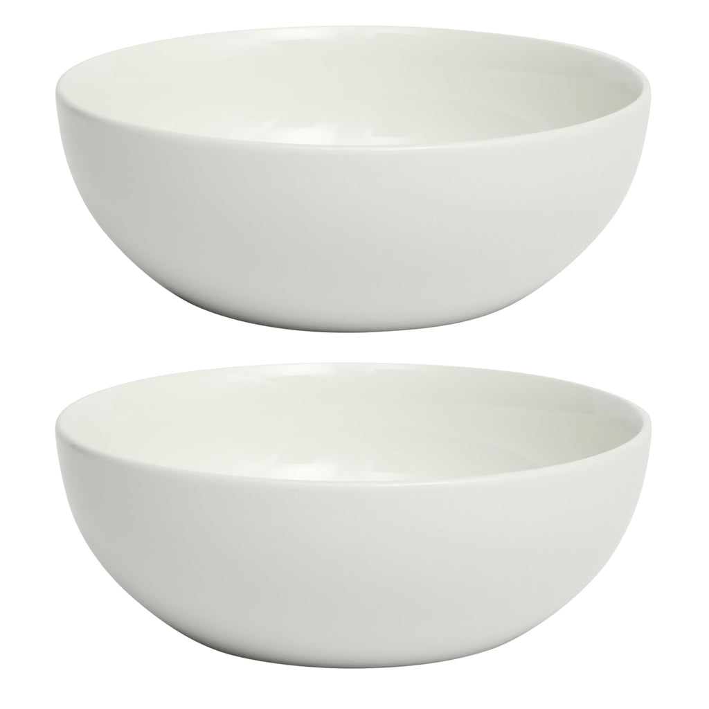 Gibson Home Extra Large Serving Bowls Set of 2-100 oz 10-Inch White Porcelain Salad Bowl Set, Stackable Ceramic Kitchen Bowls, Dishwasher & Microwave Safe