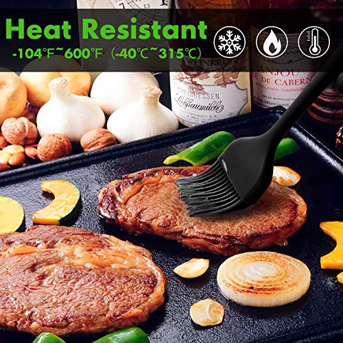 HOTEC 600℉ Heat Resistant Silicone Basting &Pastry Brushes, Black 2 | BPA Free, Dishwasher Safe Spread Oil Butter Sauce Marinades, BBQ Grill Barbecue Baking Kitchen Cooking