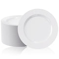 FOCUSLINE 100 White Plastic Plates, 10" Disposable Heavy Duty Dinner Plates | Premium Hard Plastic Plates Fancy Disposable White Dinner Plates for Weddings, Parties and Events