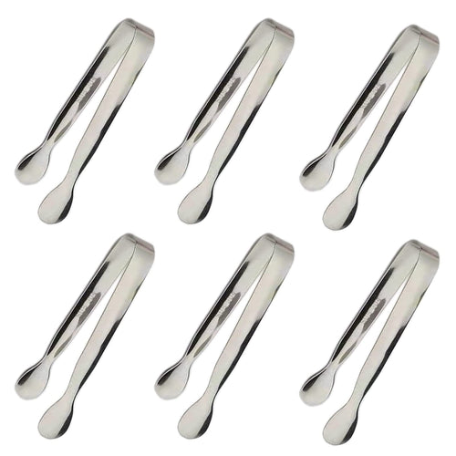6PCS Ice Tongs Mini Sugar Tongs 4.25Inch Stainless Steel Kitchen Utensils Set,Small Serving Tong and Tiny Kitchen Tong for Appetizers,Tea Party, Coffee Bar, Desserts by Sunenlyst (Silver)