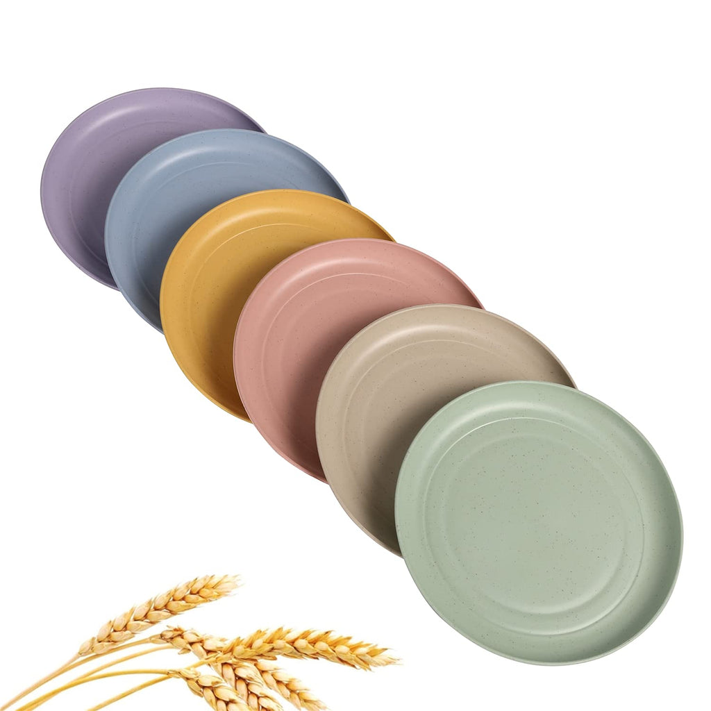CAMBUY Wheat Straw Plates 6 Pack 5.9 Inch Small Appetizer Plate Set | Unbreakable Lightweight Reusable Dishwasher & Microwave Safe Daily Use Dinner Dishes for Kitchen Outdoor Camping