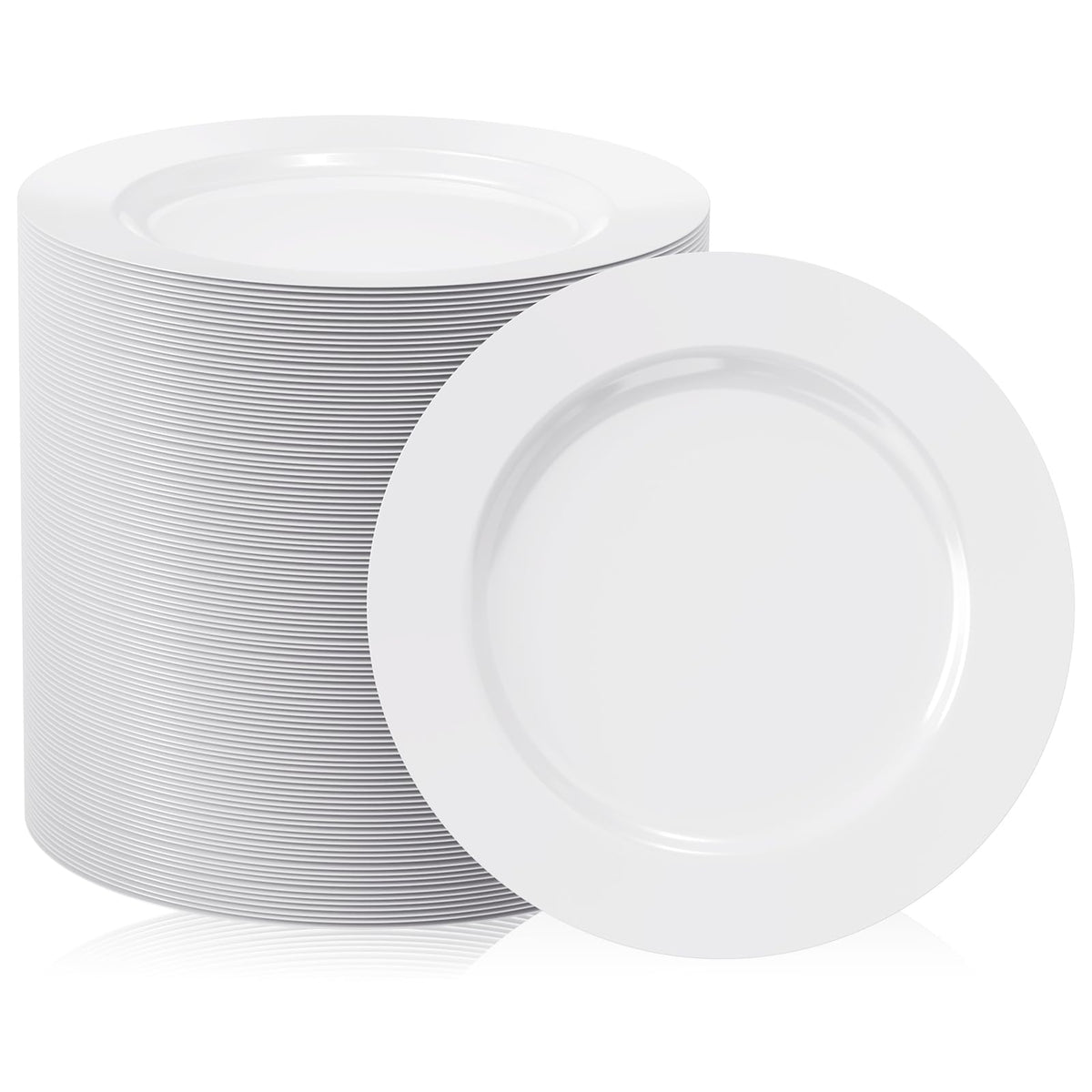FOCUSLINE 100 White Plastic Plates, 7" Small Disposable Dessert Plates | Disposable Heavy Duty Dessert Plates, Premium Hard Plastic Plates Disposable Salad Plates for Weddings, Parties and Events