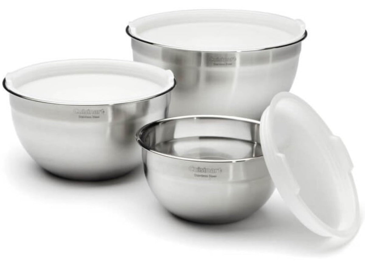 Cuisinart Mixing Bowl Set, Nesting Bowls, Stainless Steel, 3-Piece | 1.5, 3 & 5 qt. stainless steel mixing bowls for baking, cooking & prep, dishwasher safe, durable & compact, CTG-00-SMB
