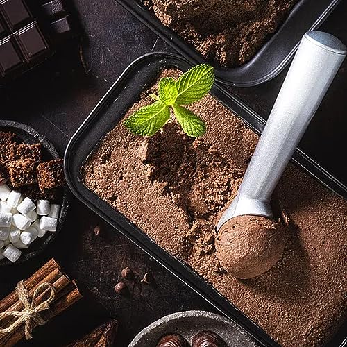 Ice Cream Scoop,7 inches Nonstick Anti-Freeze One Piece Aluminum Scooper Spoon, Heavy Duty Durable Design, Easy Clean, for Gelato, Cookie Dough, Sorbet, Almond (Silver)
