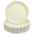 Goodluck 50 PCS Ivory Paper Plates 7 In Scalloped Disposable Dessert Plates | Small Appetizer Cake Plates for Wedding, Baby Shower, Birthday Party
