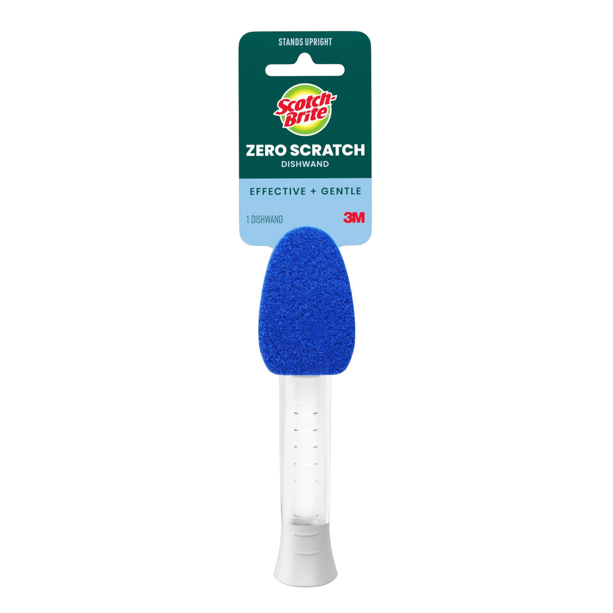 Scotch-Brite Zero Scratch Dishwand, 1 Wand | Dishwasher-Safe Scrub Wand with Built-in Scraper, Gentle Scrubbing Power, Stands Upright
