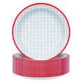 DTFMZOV 50 Pcs Paper Plates, 8.5 Inch Blue Gingham Plate, Disposable Checkered Plaid Gingham Paper Plates for BBQ Picnic Baby Shower Birthday Wedding Party Supplies (Blue)