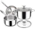 MICHELANGELO 5-Piece Stainless Steel Pots and Pans Set with Glass Lids