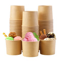 Lamosi Disposable Kraft Ice Cream Bowls 100 Count, 11 oz Paper Sundae Cups | Party Supplies Food Containers for Dessert Snack Frozen Yogurt Soup Brown (No Lids)