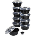 GoodCook 4-Cup Meal Prep Bowls Set with Lids and Dressing Cup, Microwavable Food Storage Containers for Meal Prepping, Set of 10, Black