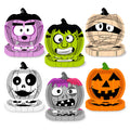 CHENGLIN 48 Pack Halloween Paper Plates - 6 Design Disposable Plates Colourful Round Tableware for Halloween Party Holiday Dinner Tableware Decoration Supplies, 9 Inch