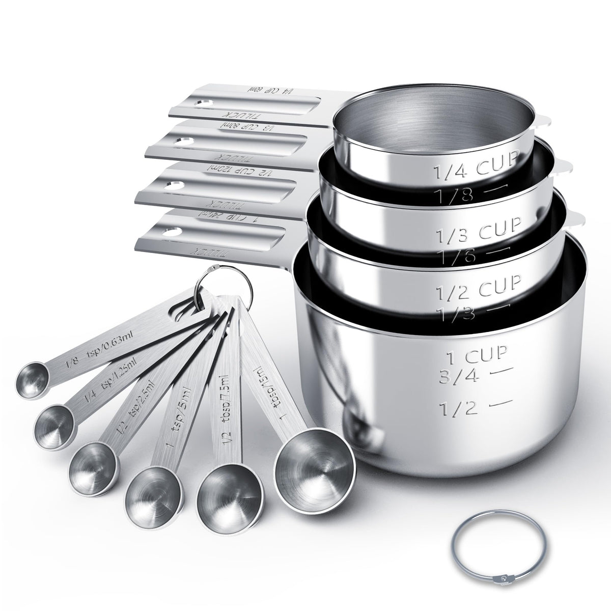 TILUCK Stainless Steel Measuring Cups & Spoons Set, Cups and Spoons | Stainless Steel Nesting Measure Cups , Kitchen Gadgets for Cooking & Baking (10)