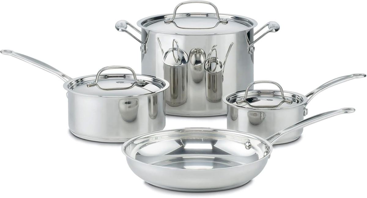 Cuisinart Chef's Classic Stainless Steel Pots and Pans Set, 7 pc, 77-7P1