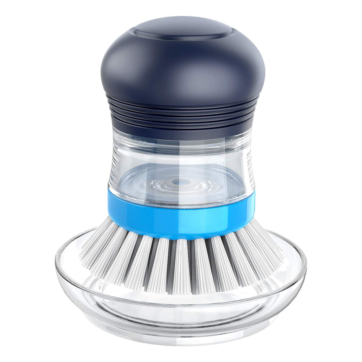 MR.SIGA Soap Dispensing Palm Brush Storage Set, 1 Pack, Navy/Blue | Dish brush with soap dispenser, palm scrubber, palm scrub brush, ideal for kitchen and dishes cleaning