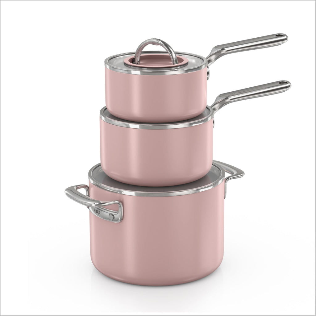 Ninja NeverQuit™ 6-Piece Ceramic Cookware Set, Chai Pink, CQ19006PK2