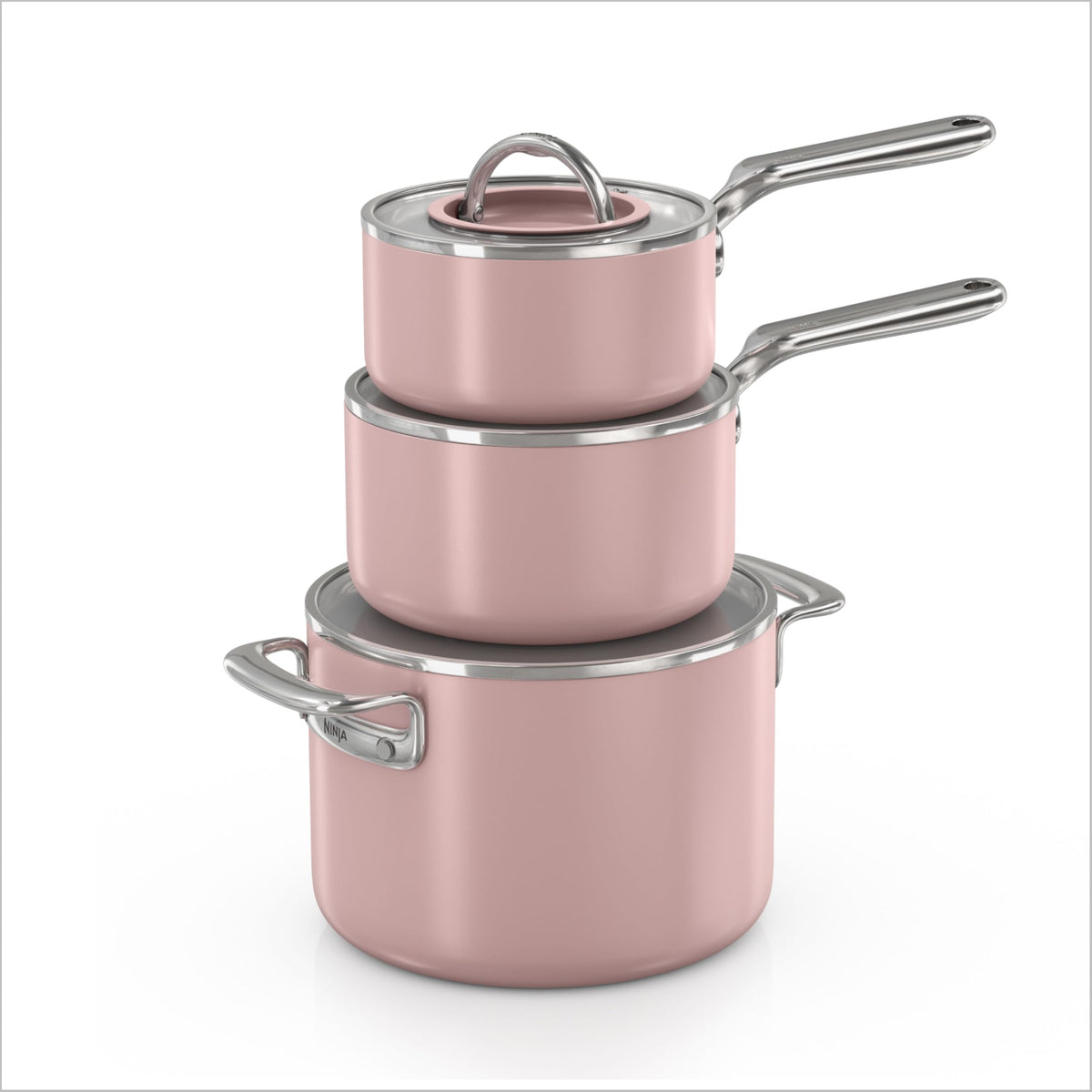 Ninja NeverQuit™ 6-Piece Ceramic Cookware Set, Chai Pink, CQ19006PK2
