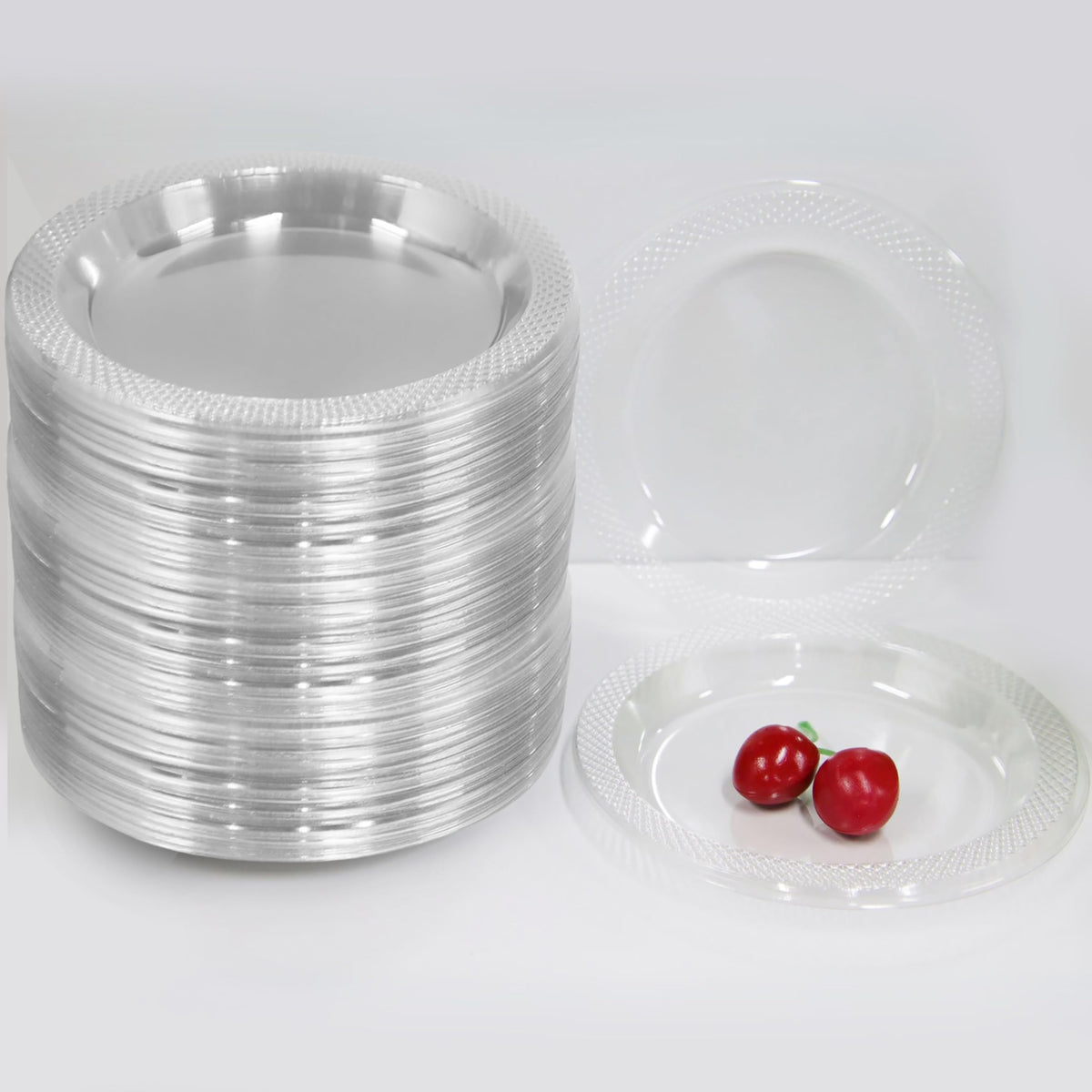 DEEZPOZ 6 Inch Clear Plastic Plates 100 Bulk Pack - Disposable Cake for Dessert & Appetizers, BBQ, Party, Travel and Events,Recyclable (6 IN Clear Plastic plates)