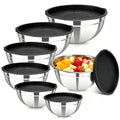 YJSLICT Stainless Steel Mixing Bowls with Lids, 7-Piece Nesting Bowl Set | 7 Sizes: 0.7–4.5 QT, Stackable Stainless Steel Mixing Bowls with Lids for Baking, Prep, Serving and Storage