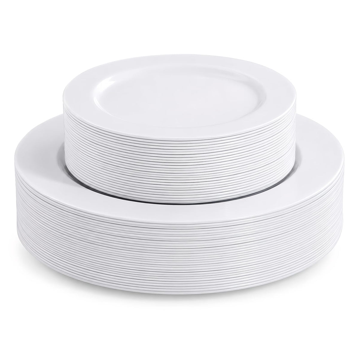 Ricvan Disposable White Plastic Plates 60 Pack, Microwave, Dishwasher Safe | Set for 30 Guests: 30 Dinner Plates and 30 Dessert Plates, Parties, Weddings, BBQs and Family Meals