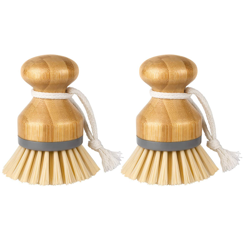 MR.SIGA Bamboo Palm Brush, Dish Scrub Brush, Bamboo Dish Brush, Pack of 2 | Scrub brush for dishes, pans, pots, kitchen sink cleaning, palm scrubber, palm scrub brush, dish scrubber